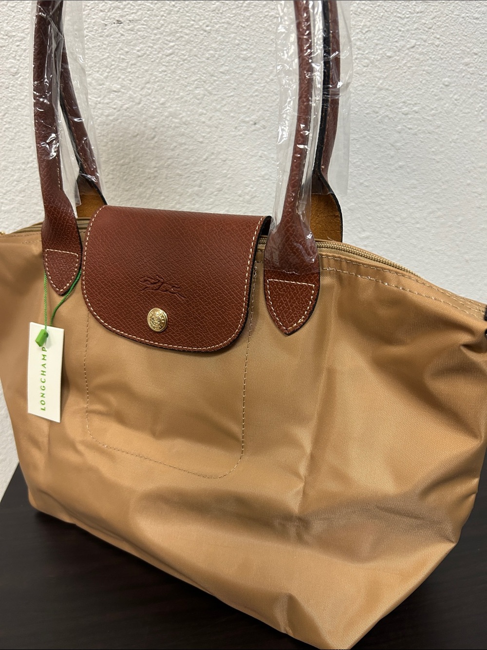 Longchamp Medium Yellow Tote with Brown Leather Trim - Picture 5 of 6